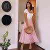 imageCHICWISH Womens LilacCreamGreyPinkBlack Layered Mesh Ballet Prom Party Tulle Tutu ALine Maxi SkirtPink