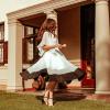 imageCHICWISH Womens Swing in The Breeze Black and White Organza Midi Prom Party SkirtWhite