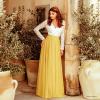 imageCHICWISH Womens Timeless Favorite Chiffon Maxi Prom Party SkirtMustard Yellow