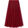 imageCHICWISH Sequins Tulle Skirts for Women Elastic Waist Mesh Midi Skirt Casual Flowy Layered Black SkirtRed