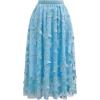 imageCHICWISH Women 3D Butterfly Embroidered Mesh Tulle Midi Skirt High Elastic Waist ALine Fairy SkirtsBlue