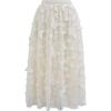 imageCHICWISH Women 3D Butterfly Embroidered Mesh Tulle Midi Skirt High Elastic Waist ALine Fairy SkirtsCream