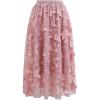 imageCHICWISH Women 3D Butterfly Embroidered Mesh Tulle Midi Skirt High Elastic Waist ALine Fairy SkirtsPink