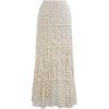 imageCHICWISH Women Bohemian Cutwork Crochet Maxi Skirt Hollow Out High Elastic Waist Summer Vacation Beach Long SkirtsSand