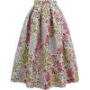 imageCHICWISH Women Daisy Field Pleated Midi Skirt Printed ALine Casual High Waist Swing Flared Vintage Skirts with PocketsGreen