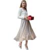 imageCHICWISH Women Tulle Mesh Sequin Skirts Elastic Waist Pleated Midi Skirt Sparkle Layered Flowy Fairy Tutu SkirtsYellow