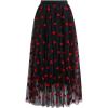 imageCHICWISH Women Valentines 3D Red Heart Print Mesh Tulle Midi Skirt Elastic High Waist ALine Cute Flowy Holiday SkirtBlack