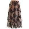 imageCHICWISH Womens Caramel 3D Leaf DoubleLayered Mesh Tulle Midi SkirtCaramel3d Leaf