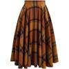 imageCHICWISH Womens Fall Winter Vintage Plaid Wool Skirts High Waist ALine Pleated Midi Skirt PumpkinPumpkin