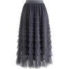 imageCHICWISH Womens GreyMint DotsPurpleRouge Pink Tiered Layered Mesh Ballet Prom Party Tulle Tutu Aline Maxi SkirtSmokemidi