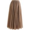 imageCHICWISH Womens LilacCreamGreyPinkBlack Layered Mesh Ballet Prom Party Tulle Tutu ALine Maxi SkirtBrowncrystal Embellished
