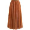 imageCHICWISH Womens LilacCreamGreyPinkBlack Layered Mesh Ballet Prom Party Tulle Tutu ALine Maxi SkirtPumpkin