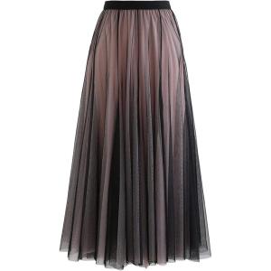 imageCHICWISH Womens LilacCreamGreyPinkBlack Layered Mesh Ballet Prom Party Tulle Tutu ALine Maxi SkirtBlack Pink