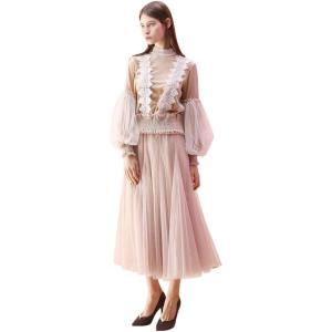 imageCHICWISH Womens LilacCreamGreyPinkBlack Layered Mesh Ballet Prom Party Tulle Tutu ALine Maxi SkirtCream