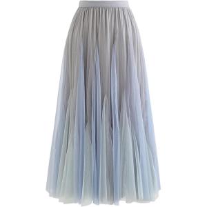 imageCHICWISH Womens LilacCreamGreyPinkBlack Layered Mesh Ballet Prom Party Tulle Tutu ALine Maxi SkirtDusty Blue Color Block