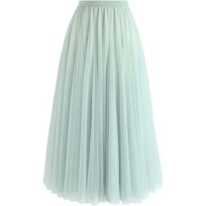 imageCHICWISH Womens LilacCreamGreyPinkBlack Layered Mesh Ballet Prom Party Tulle Tutu ALine Maxi SkirtMint