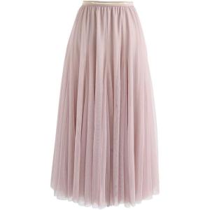 imageCHICWISH Womens LilacCreamGreyPinkBlack Layered Mesh Ballet Prom Party Tulle Tutu ALine Maxi SkirtPink