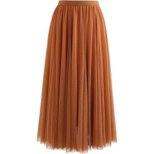 imageCHICWISH Womens LilacCreamGreyPinkBlack Layered Mesh Ballet Prom Party Tulle Tutu ALine Maxi SkirtPumpkin
