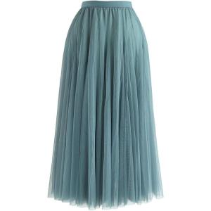 imageCHICWISH Womens LilacCreamGreyPinkBlack Layered Mesh Ballet Prom Party Tulle Tutu ALine Maxi SkirtTurquoise