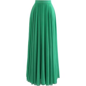 imageCHICWISH Womens Timeless Favorite Chiffon Maxi Prom Party SkirtGreen