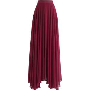 imageCHICWISH Womens Timeless Favorite Chiffon Maxi Prom Party SkirtWine