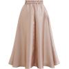 imageCHICWISH Women Sleek Pleated Midi Skirt ALine Elastic High Waist Solid Flared Skirt with Side Pockets CoralCoral