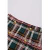 imageCHICWISH Women Wool Plaid Mini Skirt High Waisted Pencil Skirts Short Tight Bodycon Skirt with Golden ButtonsGreen