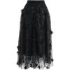 imageCHICWISH Womens 3D Mesh Flower Embroidered Tulle Midi SkirtBlack3d Mesh Flower