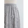 imageCHICWISH Womens 3D Mesh Flower Embroidered Tulle Midi SkirtGrey3d Mesh Flower