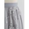 imageCHICWISH Womens 3D Mesh Flower Embroidered Tulle Midi SkirtGrey3d Mesh Flower