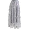 imageCHICWISH Womens 3D Mesh Flower Embroidered Tulle Midi SkirtGrey3d Mesh Flower