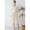 imageCHICWISH Womens 3D Mesh Flower Embroidered Tulle Midi SkirtLight Yellow3d Mesh Flower