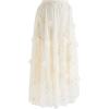 imageCHICWISH Womens 3D Mesh Flower Embroidered Tulle Midi SkirtLight Yellow3d Mesh Flower