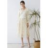 imageCHICWISH Womens 3D Mesh Flower Embroidered Tulle Midi SkirtLight Yellow3d Mesh Flower
