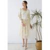 imageCHICWISH Womens 3D Mesh Flower Embroidered Tulle Midi SkirtLight Yellow3d Mesh Flower