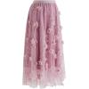 imageCHICWISH Womens 3D Mesh Flower Embroidered Tulle Midi SkirtLilac3d Mesh Flower