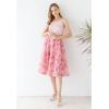 imageCHICWISH Womens 3D Pinky Rose Mesh Tulle Elastic Waist SkirtPink3d Mesh Rose