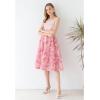imageCHICWISH Womens 3D Pinky Rose Mesh Tulle Elastic Waist SkirtPink3d Mesh Rose