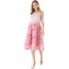 imageCHICWISH Womens 3D Pinky Rose Mesh Tulle Elastic Waist SkirtPink3d Mesh Rose