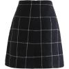 imageCHICWISH Womens Brown CheckBlackWhite Grid WoolBlend Mini Bud SkirtMini Skirtblack Grid