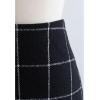 imageCHICWISH Womens Brown CheckBlackWhite Grid WoolBlend Mini Bud SkirtMini Skirtblack Grid