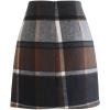 imageCHICWISH Womens Brown CheckBlackWhite Grid WoolBlend Mini Bud SkirtMini Skirtbrown