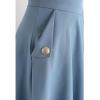 imageCHICWISH Womens Classic Simplicity Blue ALine Midi Skirt with Side PocketsBlue