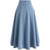 imageCHICWISH Womens Classic Simplicity Blue ALine Midi Skirt with Side PocketsBlue