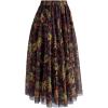 imageCHICWISH Womens Fall Tulle Midi Skirt Print DoubleLayered Skirt High Elastic Waist Tutu Mesh SkirtsYellow