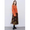 imageCHICWISH Womens Fall Tulle Midi Skirt Print DoubleLayered Skirt High Elastic Waist Tutu Mesh SkirtsYellow