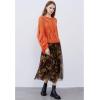imageCHICWISH Womens Fall Tulle Midi Skirt Print DoubleLayered Skirt High Elastic Waist Tutu Mesh SkirtsYellow