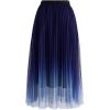 imageCHICWISH Womens Navy Glitter Embellished Pleated Mesh Tulle SkirtNavy