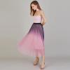 imageCHICWISH Womens Shimmer Gradient Pleated Mesh Maxi SkirtGradientpink