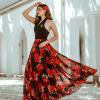imageCHICWISH Womens Timeless Favorite Chiffon Maxi Prom Party SkirtRed Rose